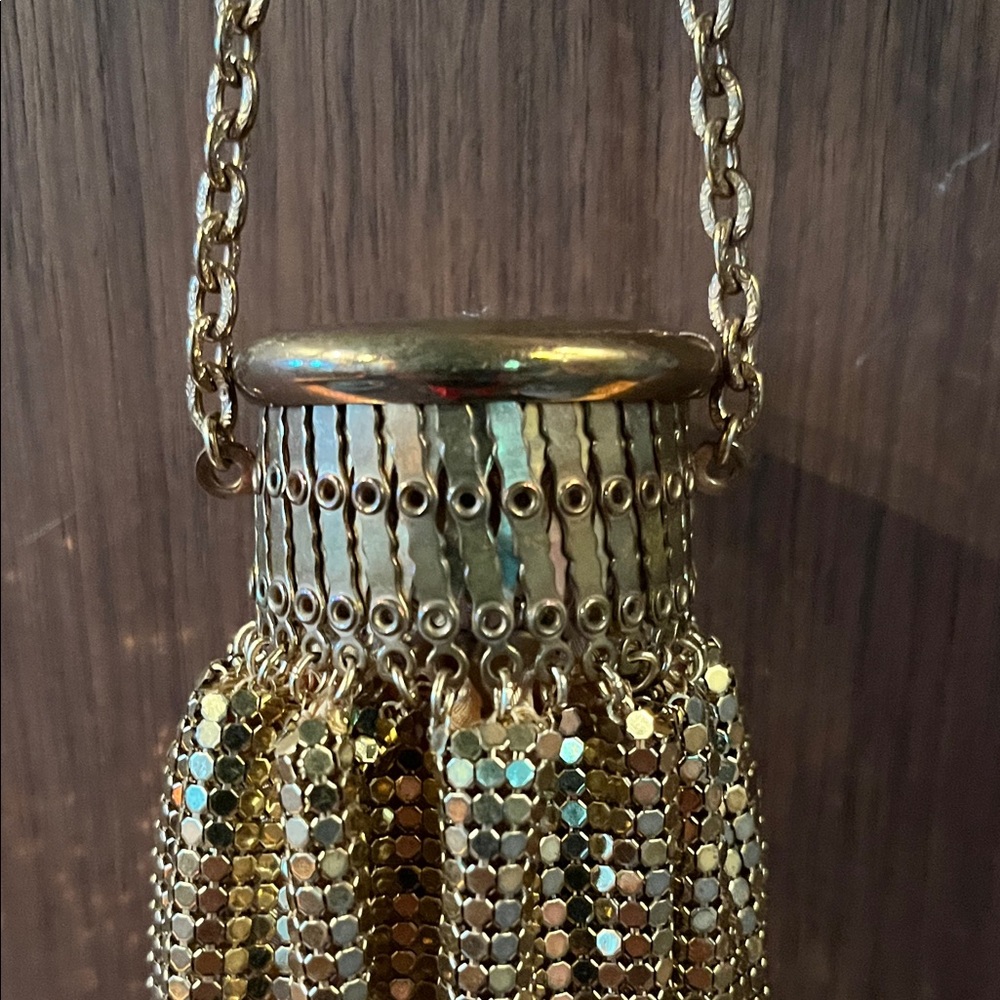 Vintage 1940s–1950s Gold-Tone Metal Mesh Evening Bag – Made in USA